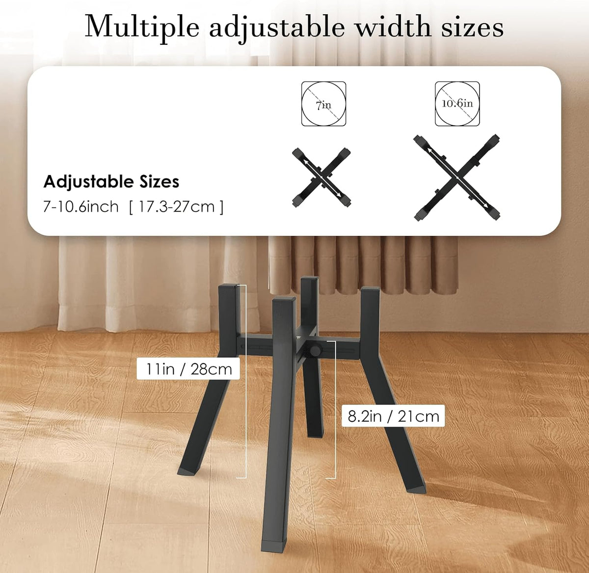 Dog Bowl Stand for Medium Large Dogs, Adjustable Width Elevated Dog Bowls 7-10.6", Raised Dog Food Water Bowls, 11 inch Tall Single Holder, Black,Bowl Not Included