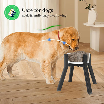 Dog Bowl Stand for Medium Large Dogs, Adjustable Width Elevated Dog Bowls 7-10.6", Raised Dog Food Water Bowls, 11 inch Tall Single Holder, Black,Bowl Not Included