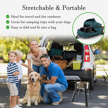 Dog Bowl Stand for Medium Large Dogs, Adjustable Width Elevated Dog Bowls 7-10.6", Raised Dog Food Water Bowls, 11 inch Tall Single Holder, Black,Bowl Not Included