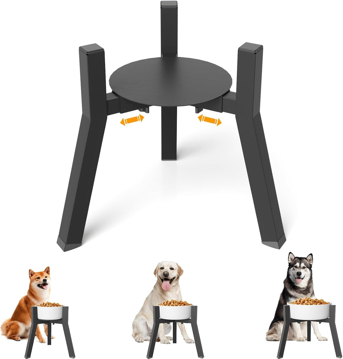 Dog Bowl Stand for Medium Large Dogs, Adjustable Width Elevated Dog Bowls 7-10.6", Raised Dog Food Water Bowls, 11 inch Tall Single Holder, Black,Bowl Not Included