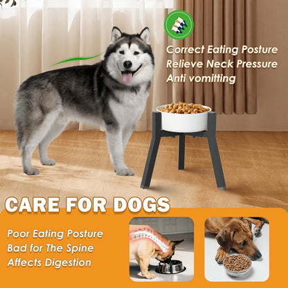 Dog Bowl Stand for Medium Large Dogs, Adjustable Width Elevated Dog Bowls 7-10.6", Raised Dog Food Water Bowls, 11 inch Tall Single Holder, Black,Bowl Not Included
