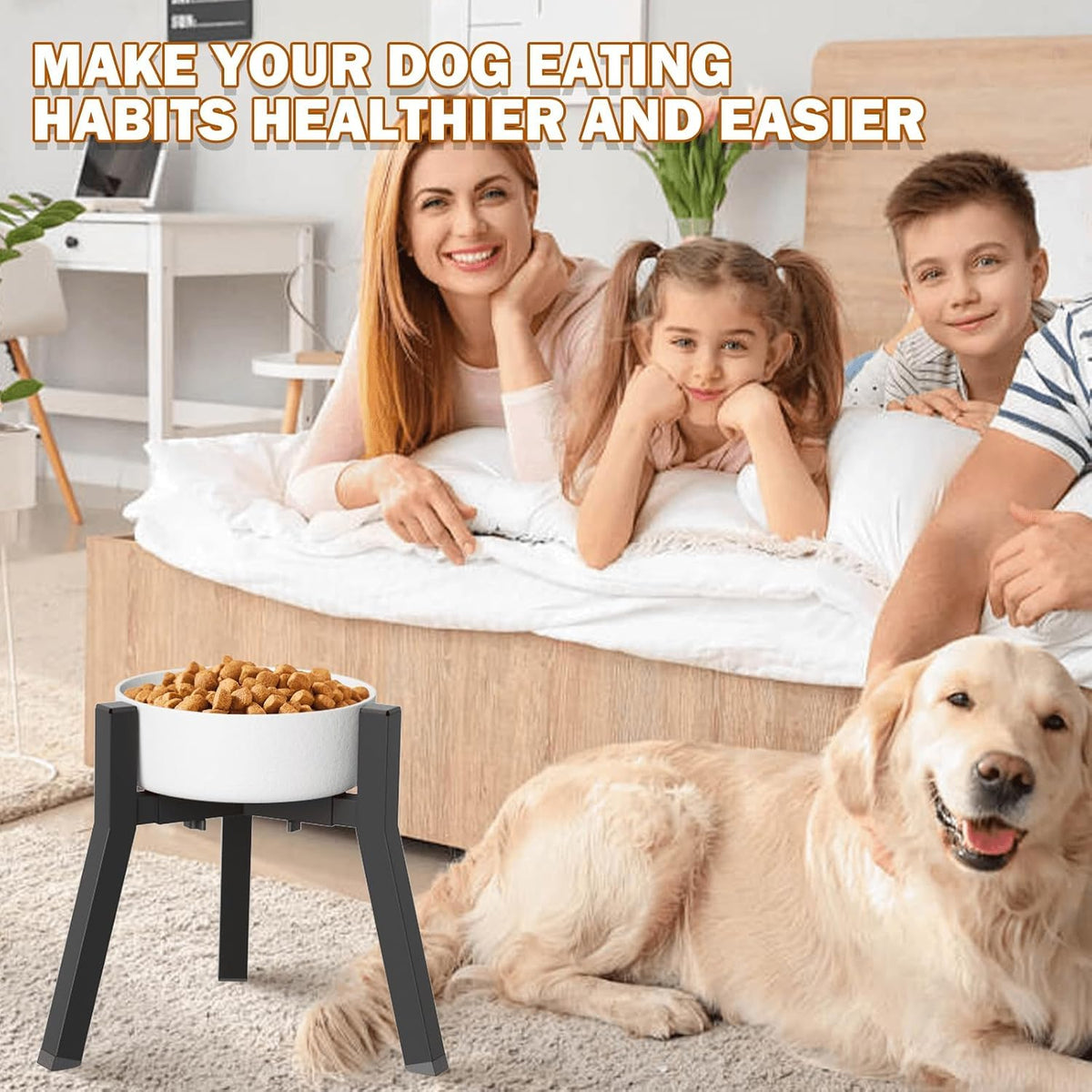 Dog Bowl Stand for Medium Large Dogs, Adjustable Width Elevated Dog Bowls 7-10.6", Raised Dog Food Water Bowls, 11 inch Tall Single Holder, Black,Bowl Not Included