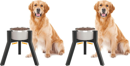 Dog Bowl Stand for Medium Large Dogs, Adjustable Width Elevated Dog Bowls 7-10.6", Raised Dog Food Water Bowls, 11 inch Tall Single Holder, Black,Bowl Not Included