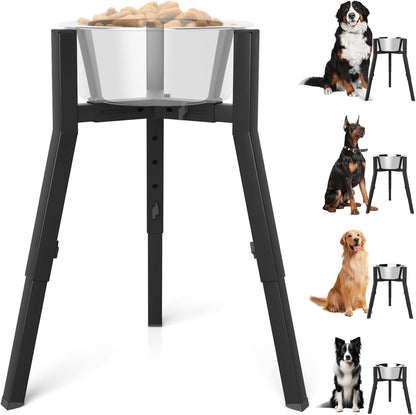 Dog Bowl Stand for Medium Large Dogs, Adjustable Width Elevated Dog Bowls 7-10.6", Raised Dog Food Water Bowls, 11 inch Tall Single Holder, Black,Bowl Not Included