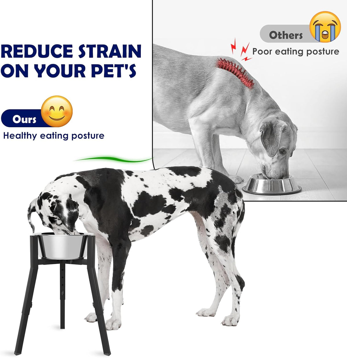 Dog Bowl Stand for Medium Large Dogs, Adjustable Width Elevated Dog Bowls 7-10.6", Raised Dog Food Water Bowls, 11 inch Tall Single Holder, Black,Bowl Not Included