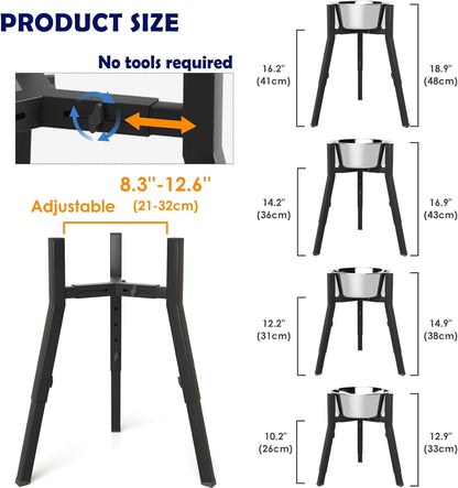 Dog Bowl Stand for Medium Large Dogs, Adjustable Width Elevated Dog Bowls 7-10.6", Raised Dog Food Water Bowls, 11 inch Tall Single Holder, Black,Bowl Not Included