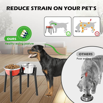 Dog Bowl Stand for Medium Large Dogs, Adjustable Width Elevated Dog Bowls 7-10.6", Raised Dog Food Water Bowls, 11 inch Tall Single Holder, Black,Bowl Not Included