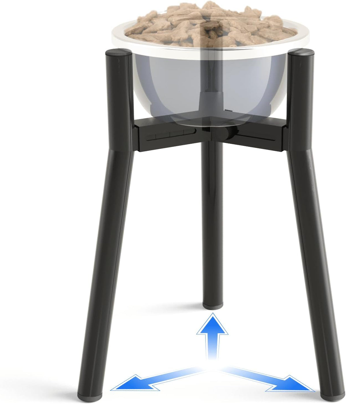 Dog Bowl Stand for Medium Large Dogs, Adjustable Width Elevated Dog Bowls 7-10.6", Raised Dog Food Water Bowls, 11 inch Tall Single Holder, Black,Bowl Not Included