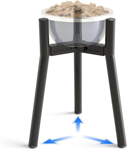 Dog Bowl Stand for Medium Large Dogs, Adjustable Width Elevated Dog Bowls 7-10.6", Raised Dog Food Water Bowls, 11 inch Tall Single Holder, Black,Bowl Not Included