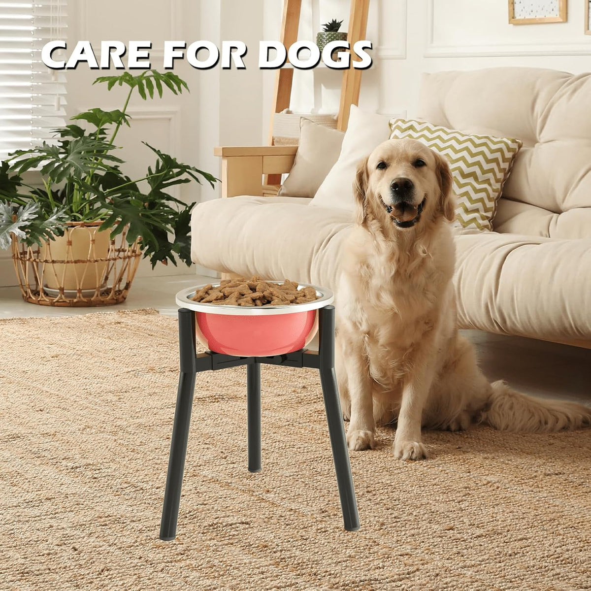 Dog Bowl Stand for Medium Large Dogs, Adjustable Width Elevated Dog Bowls 7-10.6", Raised Dog Food Water Bowls, 11 inch Tall Single Holder, Black,Bowl Not Included