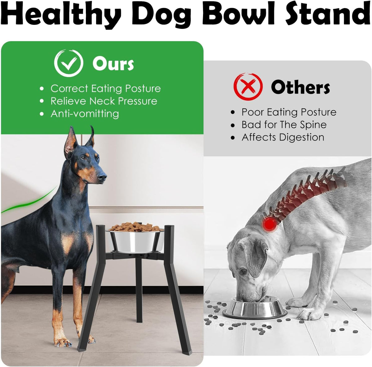Dog Bowl Stand for Medium Large Dogs, Adjustable Width Elevated Dog Bowls 7-10.6", Raised Dog Food Water Bowls, 11 inch Tall Single Holder, Black,Bowl Not Included