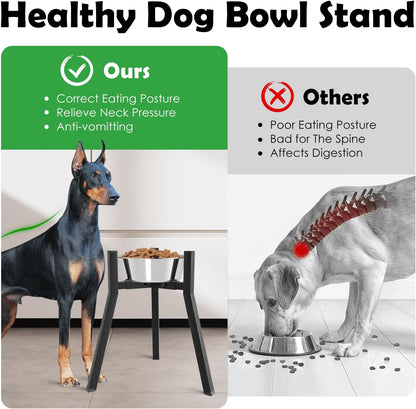 Dog Bowl Stand for Medium Large Dogs, Adjustable Width Elevated Dog Bowls 7-10.6", Raised Dog Food Water Bowls, 11 inch Tall Single Holder, Black,Bowl Not Included