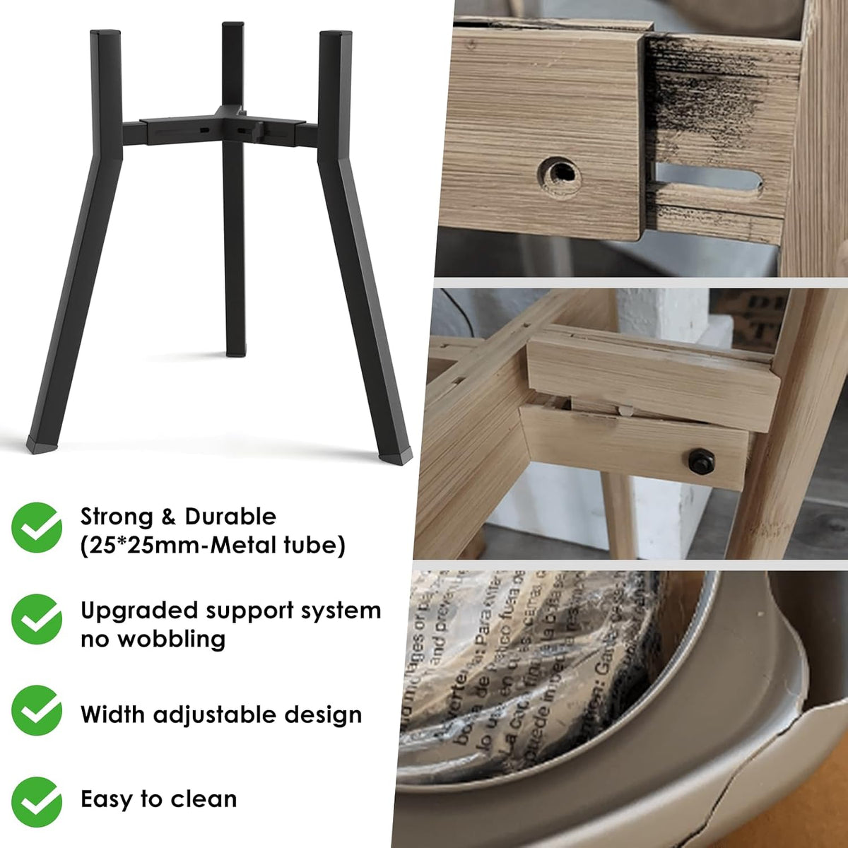 Dog Bowl Stand for Medium Large Dogs, Adjustable Width Elevated Dog Bowls 7-10.6", Raised Dog Food Water Bowls, 11 inch Tall Single Holder, Black,Bowl Not Included
