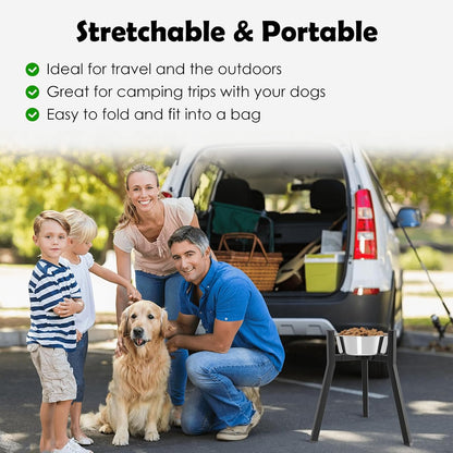 Dog Bowl Stand for Medium Large Dogs, Adjustable Width Elevated Dog Bowls 7-10.6", Raised Dog Food Water Bowls, 11 inch Tall Single Holder, Black,Bowl Not Included