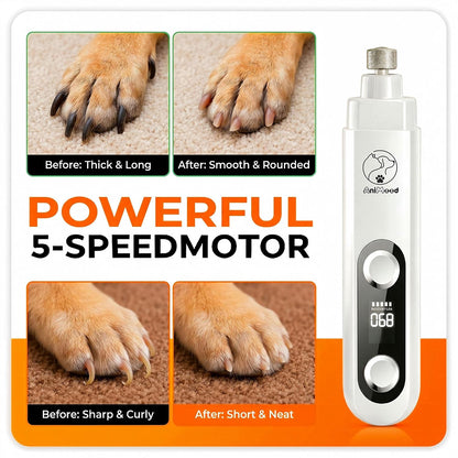 2026 Upgraded 5-Speed Dog Nail Grinder, Ultra Quiet Painless Pet Nail Trimmer with LED Light & Dust Cap, Low Vibration Electric Grooming Tool USB Rechargeable for Small Medium Large Dogs & Cats White