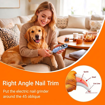 2026 Upgraded 5-Speed Dog Nail Grinder, Ultra Quiet Painless Pet Nail Trimmer with LED Light & Dust Cap, Low Vibration Electric Grooming Tool USB Rechargeable for Small Medium Large Dogs & Cats White