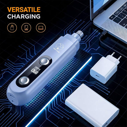 2026 Upgraded 5-Speed Dog Nail Grinder, Ultra Quiet Painless Pet Nail Trimmer with LED Light & Dust Cap, Low Vibration Electric Grooming Tool USB Rechargeable for Small Medium Large Dogs & Cats White