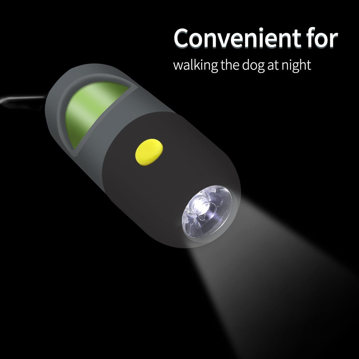 2 Pack Dog Poop Bag Dispenser with Built-in LED Flashlight, Pet Waste Bag Holder for Leash with Carabiner Clip for Lead Leash, 2 Rolls Leak-proof Doggy Waste Bags for Dog Walking, Blue