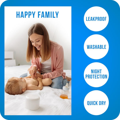 4 Pack Waterproof Reusable Heavy Absorbency Incontinence Bed Pads 34"x52" | Washable Underpads, Chuck Pads for Adults, Kids, Elderly and Pets, Bedwetting Pads for Sofa and Couch, Blue