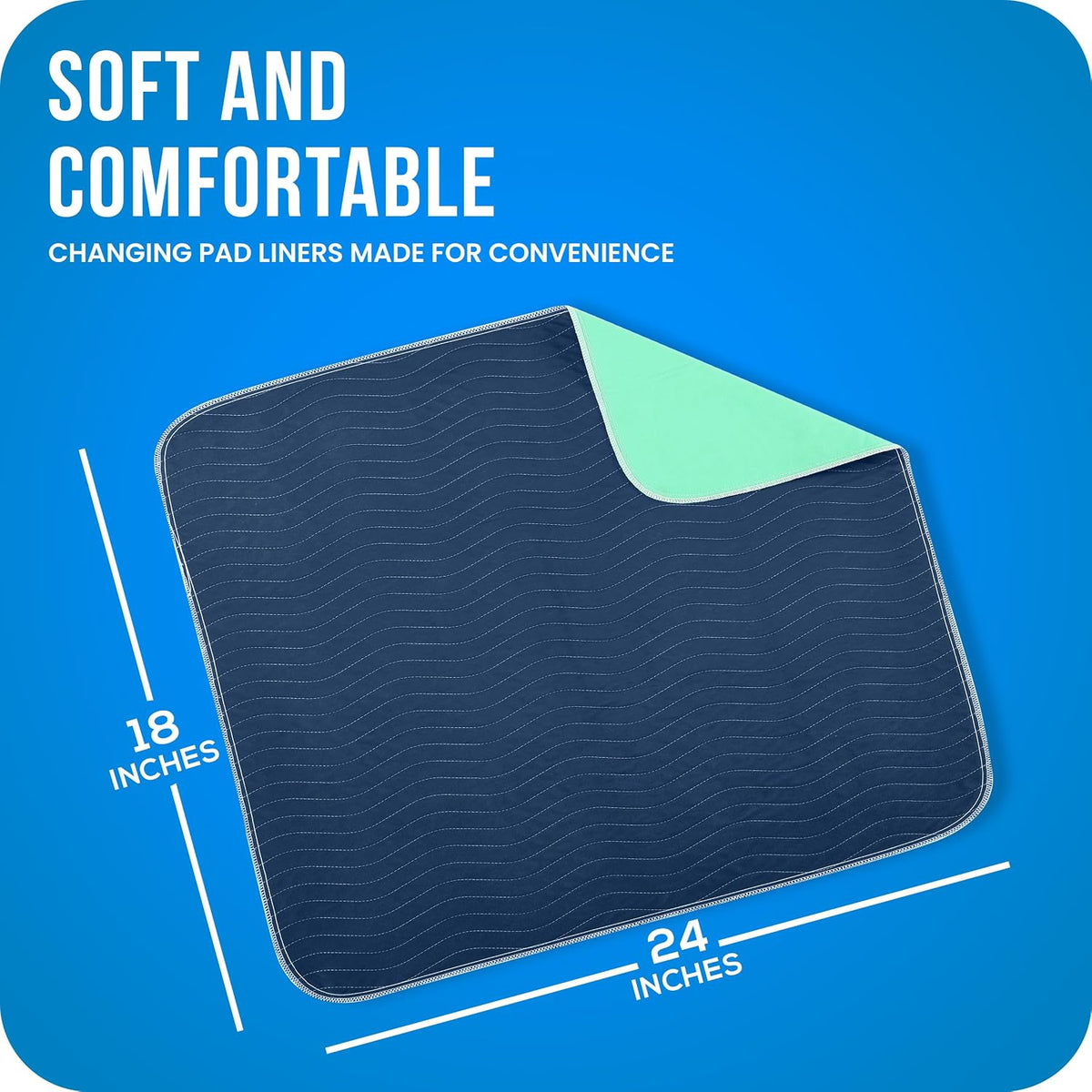 4 Pack Waterproof Reusable Heavy Absorbency Incontinence Bed Pads 34"x52" | Washable Underpads, Chuck Pads for Adults, Kids, Elderly and Pets, Bedwetting Pads for Sofa and Couch, Blue