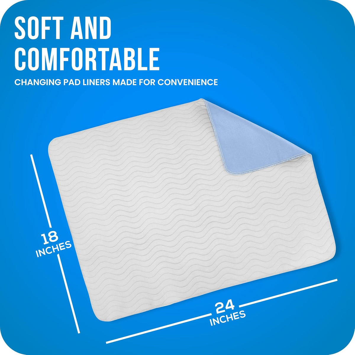 4 Pack Waterproof Reusable Heavy Absorbency Incontinence Bed Pads 34"x52" | Washable Underpads, Chuck Pads for Adults, Kids, Elderly and Pets, Bedwetting Pads for Sofa and Couch, Blue
