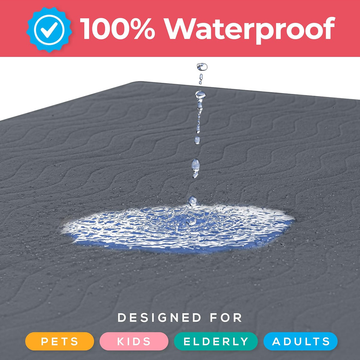 4 Pack Waterproof Reusable Heavy Absorbency Incontinence Bed Pads 34"x52" | Washable Underpads, Chuck Pads for Adults, Kids, Elderly and Pets, Bedwetting Pads for Sofa and Couch, Blue