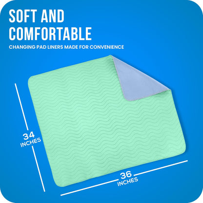 4 Pack Waterproof Reusable Heavy Absorbency Incontinence Bed Pads 34"x52" | Washable Underpads, Chuck Pads for Adults, Kids, Elderly and Pets, Bedwetting Pads for Sofa and Couch, Blue