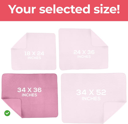 4 Pack Waterproof Reusable Heavy Absorbency Incontinence Bed Pads 34"x52" | Washable Underpads, Chuck Pads for Adults, Kids, Elderly and Pets, Bedwetting Pads for Sofa and Couch, Blue