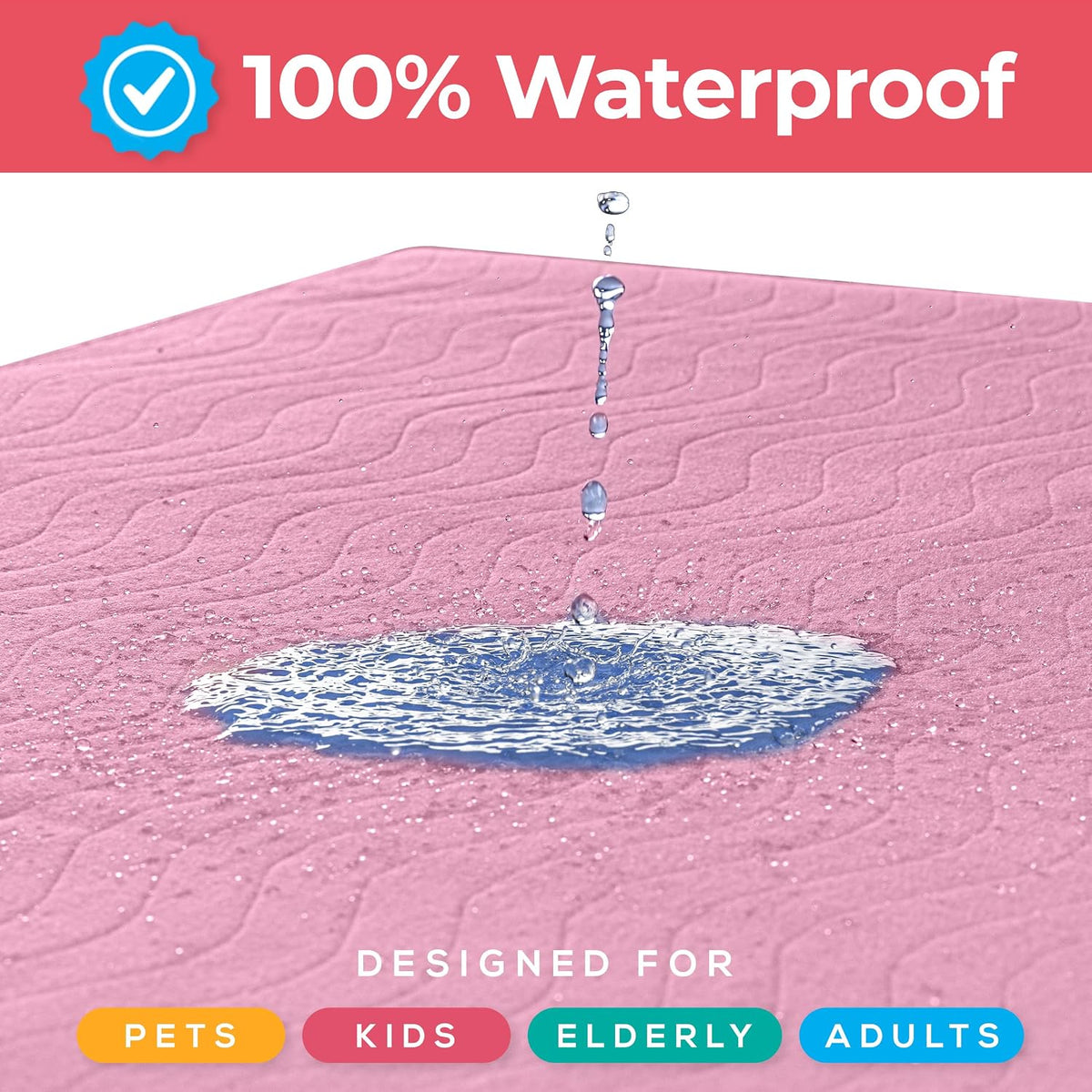 4 Pack Waterproof Reusable Heavy Absorbency Incontinence Bed Pads 34"x52" | Washable Underpads, Chuck Pads for Adults, Kids, Elderly and Pets, Bedwetting Pads for Sofa and Couch, Blue