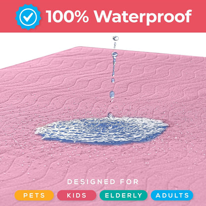 4 Pack Waterproof Reusable Heavy Absorbency Incontinence Bed Pads 34"x52" | Washable Underpads, Chuck Pads for Adults, Kids, Elderly and Pets, Bedwetting Pads for Sofa and Couch, Blue