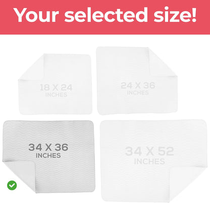 4 Pack Waterproof Reusable Heavy Absorbency Incontinence Bed Pads 34"x52" | Washable Underpads, Chuck Pads for Adults, Kids, Elderly and Pets, Bedwetting Pads for Sofa and Couch, Blue