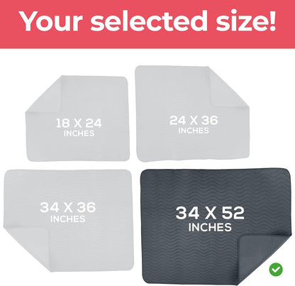 4 Pack Waterproof Reusable Heavy Absorbency Incontinence Bed Pads 34"x52" | Washable Underpads, Chuck Pads for Adults, Kids, Elderly and Pets, Bedwetting Pads for Sofa and Couch, Blue