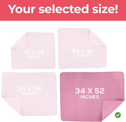 4 Pack Waterproof Reusable Heavy Absorbency Incontinence Bed Pads 34"x52" | Washable Underpads, Chuck Pads for Adults, Kids, Elderly and Pets, Bedwetting Pads for Sofa and Couch, Blue