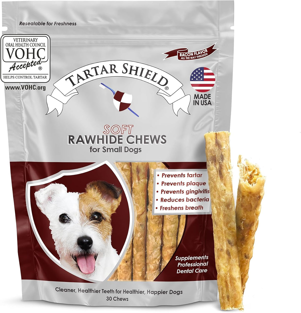 ® Soft Rawhide Dental Chews, Small Dogs, VOHC Accepted