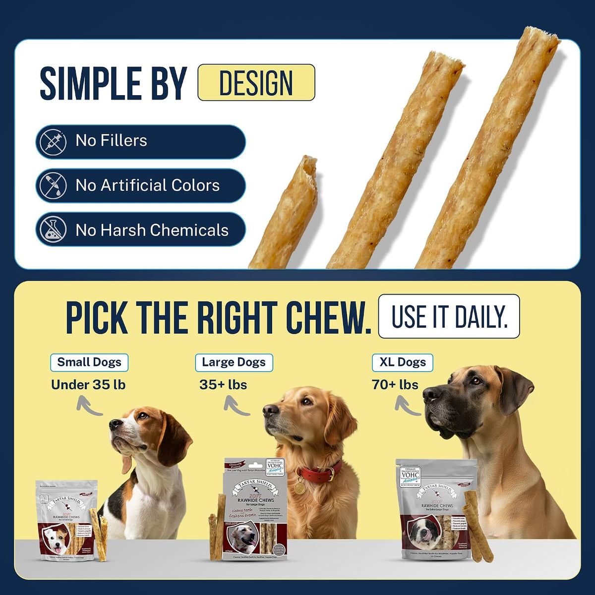 ® Soft Rawhide Dental Chews, Small Dogs, VOHC Accepted