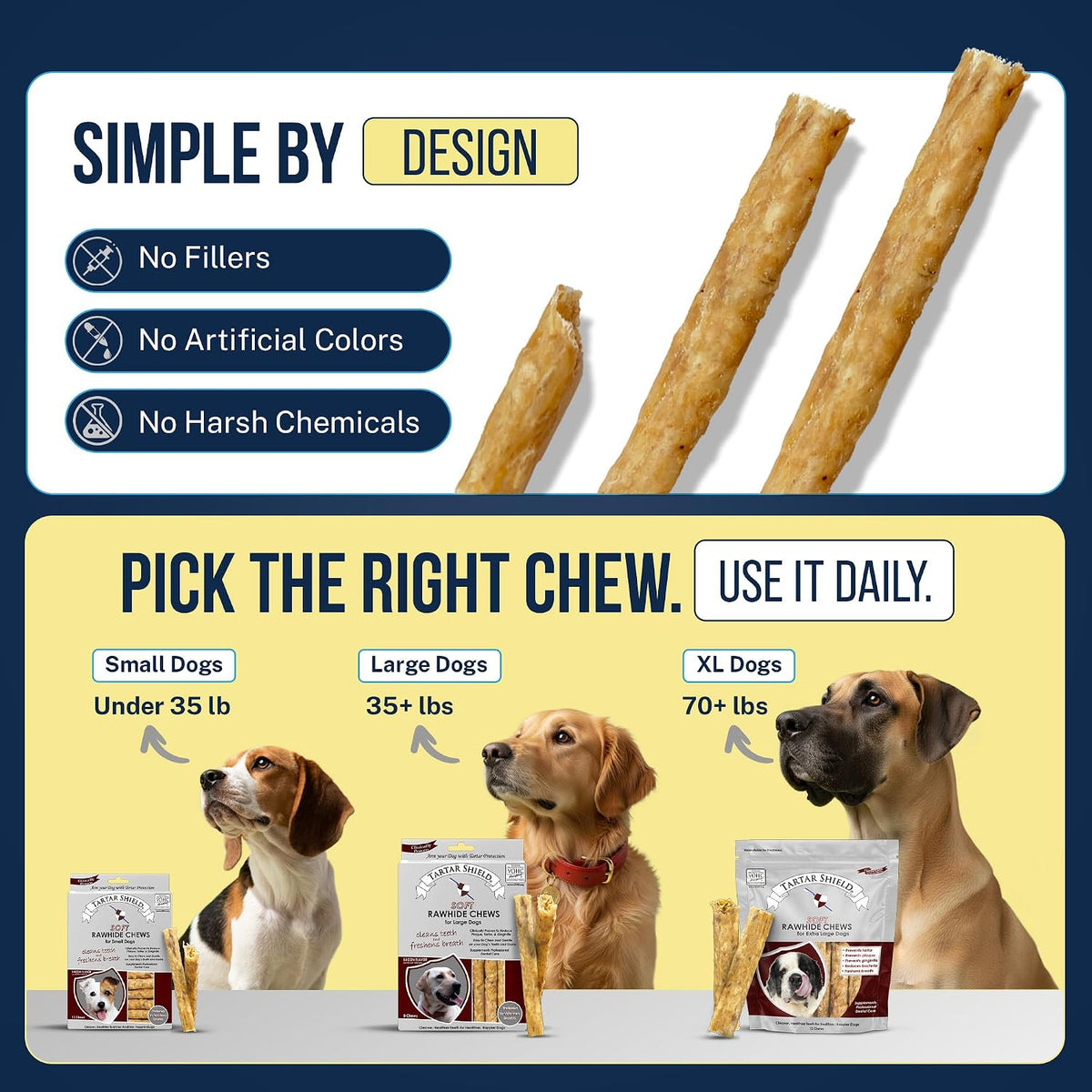 ® Soft Rawhide Dental Chews, Small Dogs, VOHC Accepted