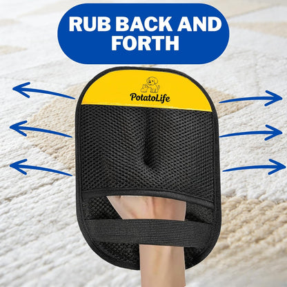 PotatoLife Pet Hair Removal Mitt, Upgraded Reusable Electrostatic Washable Fur Remover for Dogs Cats, Grooming Mitt for Couch, Sofa, Furniture, Carpet, Clothing and Car Seat, Small, 1PCS