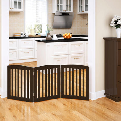 PAWLAND Wooden Freestanding Foldable Pet Gate for Dog,24" H Dog Gate Indoor