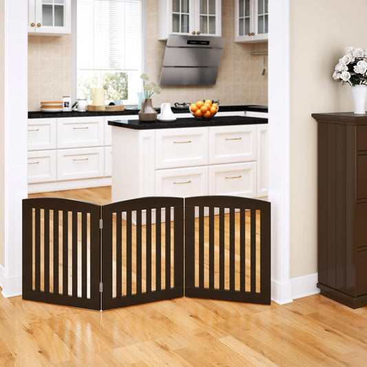 PAWLAND Wooden Freestanding Foldable Pet Gate for Dog,24" H Dog Gate Indoor