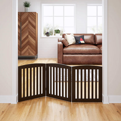 PAWLAND Wooden Freestanding Foldable Pet Gate for Dog,24" H Dog Gate Indoor