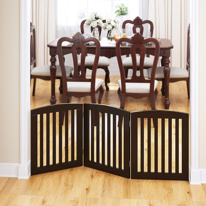 PAWLAND Wooden Freestanding Foldable Pet Gate for Dog,24" H Dog Gate Indoor