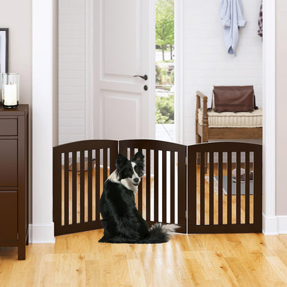 PAWLAND Wooden Freestanding Foldable Pet Gate for Dog,24" H Dog Gate Indoor