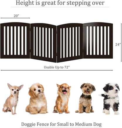 PAWLAND Wooden Freestanding Foldable Pet Gate for Dog,24" H Dog Gate Indoor