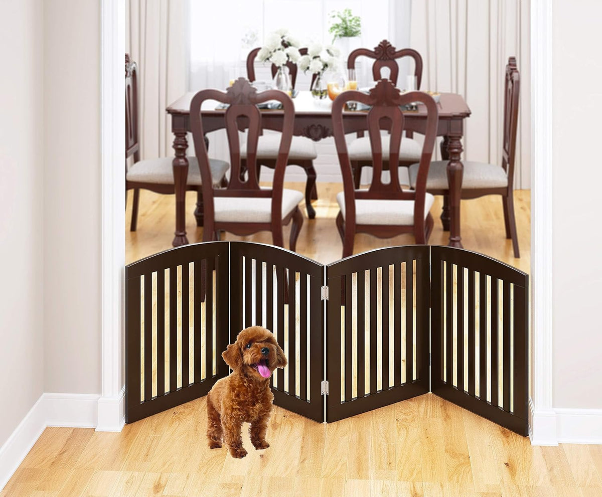 PAWLAND Wooden Freestanding Foldable Pet Gate for Dog,24" H Dog Gate Indoor