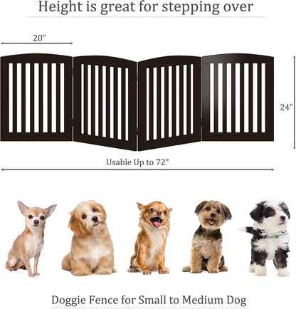 PAWLAND Wooden Freestanding Foldable Pet Gate for Dog,24" H Dog Gate Indoor