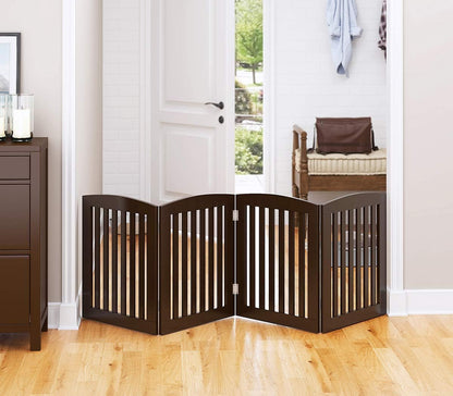 PAWLAND Wooden Freestanding Foldable Pet Gate for Dog,24" H Dog Gate Indoor