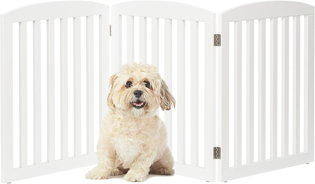 PAWLAND Wooden Freestanding Foldable Pet Gate for Dog,24" H Dog Gate Indoor
