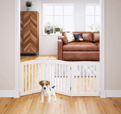 PAWLAND Wooden Freestanding Foldable Pet Gate for Dog,24" H Dog Gate Indoor