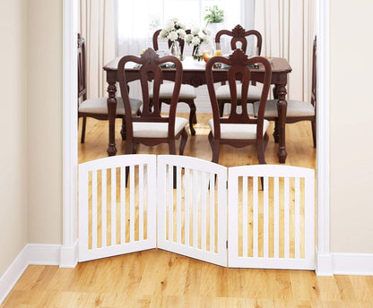 PAWLAND Wooden Freestanding Foldable Pet Gate for Dog,24" H Dog Gate Indoor