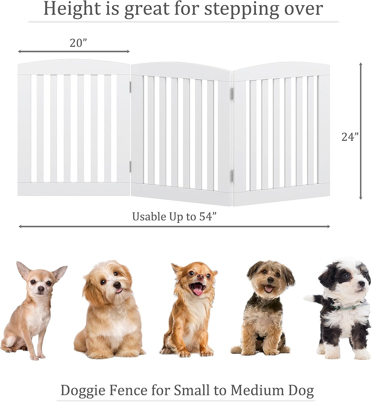 PAWLAND Wooden Freestanding Foldable Pet Gate for Dog,24" H Dog Gate Indoor